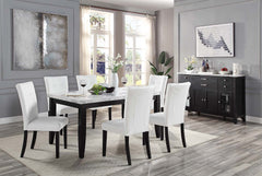 Hussein - Dining Table With Marble Top - Marble & Black Finish