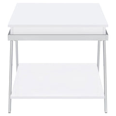 Marcia - Rectangular Side End Table - White High Gloss