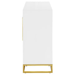 Elsa - 2 Door Wood Storage Accent Cabinet - White And Gold