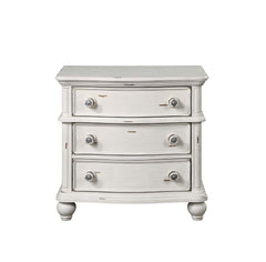 Jaqueline - Nightstand - Light Gray Linen & Antique White Finish