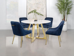 Gwynn - Round Marble Stainless Steel Dining Table - Gold