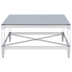 Lindley - Square Tempered Mirror Acrylic Coffee Table - Chrome