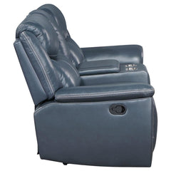 Sloane - Upholstered Motion Reclining Loveseat With Console - Blue