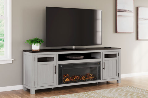 Darborn - Gray / Brown - 88" TV Stand With Electric Infrared Fireplace Insert