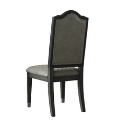 House - Beatrice Side Chair (Set of 2) - Two Tone Gray Fabric & Charcoal Finish