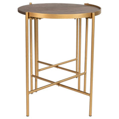 Malka - 2 Piece Round Wood Nesting Table - Dark Brown And Gold