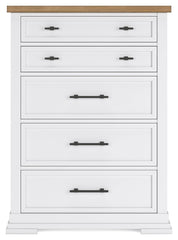 Ashbryn - White / Natural - Five Drawer Chest