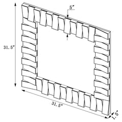 Tanwen - Square Wall Mirror With Layered Panel - Silver