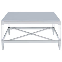 Lindley - Square Tempered Mirror Acrylic Coffee Table - Chrome