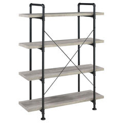 Delray - 4-Shelf Bookshelf - Gray Driftwood And Black