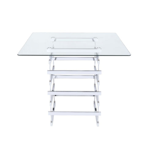 Nadie - Counter Height Table - Chrome & Clear Glass