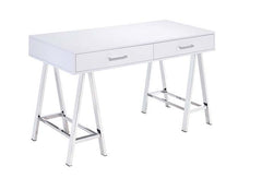 Coleen - Vanity Desk - White High Gloss & Chrome Finish