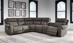 Hoopster - Gunmetal - Zero Wall Power Recliner With Console 6 Pc Sectional