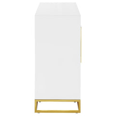 Elsa - 2 Door Wood Storage Accent Cabinet - White And Gold