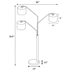 Jirou - Drum Shade Tree Floor Lamp - Satin Nickel