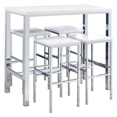 Natividad - 5 Piece Pub Height Bar Table Set - White High Gloss