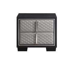 Nicola - Nightstand - Silver PU & Black Finish