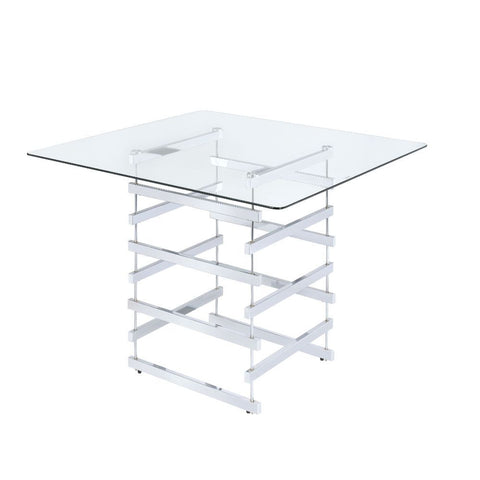 Nadie - Counter Height Table - Chrome & Clear Glass