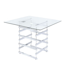 Nadie - Counter Height Table - Chrome & Clear Glass