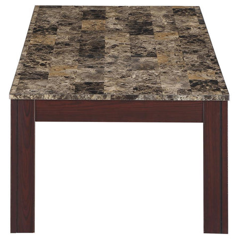 Rhodes - 3 Piece Faux Marble Top Coffee Table Set - Brown