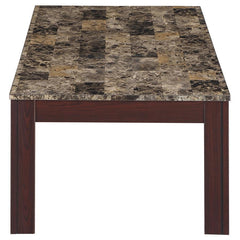 Rhodes - 3 Piece Faux Marble Top Coffee Table Set - Brown