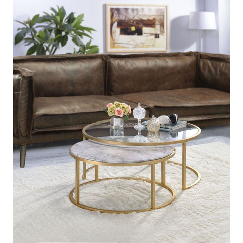 Shanish - Coffee Table - Faux Marble & Gold