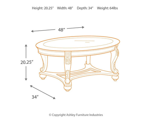 Norcastle - Dark Brown - Oval Cocktail Table